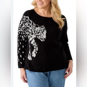 Philosophy Plus Size Black and White Leopard Jacquard Graphic Sweater NWT’s 3X